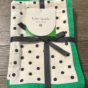 Kate Spade Polka Dot Green Trim Towel